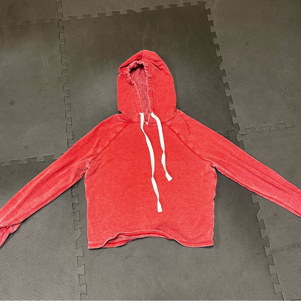 Red color washed cropped hoodie from Target